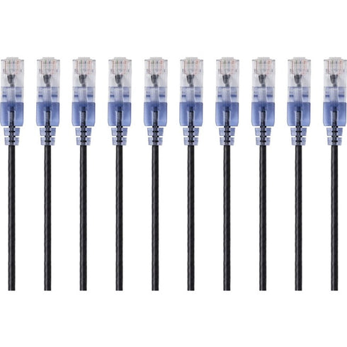 Monoprice 10-Pack, SlimRun Cat6A Ethernet Network Patch Cable, 7ft Black
