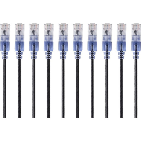 Monoprice 10-Pack, SlimRun Cat6A Ethernet Network Patch Cable, 14ft Black