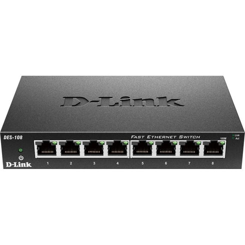D-Link DES-108 8-Port 10-100 Unmanaged Metal Desktop Switch