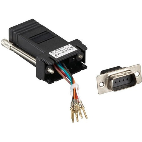 Black Box Modular Adapter Kit (Unassembled), DB9 Male to RJ-45, 8-Wire, Black