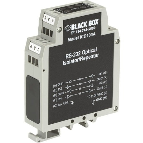 Black Box DIN Rail Repeater with Opto-Isolation, RS-232
