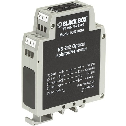Black Box DIN Rail Repeater with Opto-Isolation, RS-232