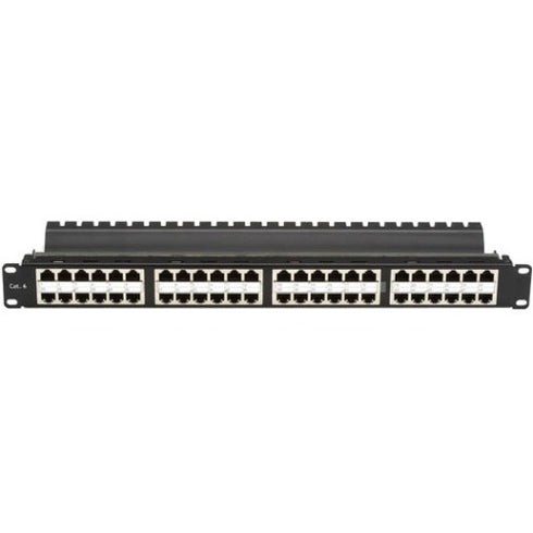 Black Box SpaceGAIN CAT5e High-Density Feed-Through Patch Panel, Shielded, 48-Port, 1U
