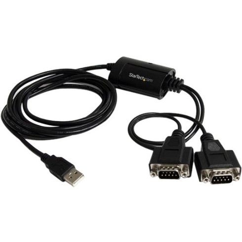 StarTech.com USB to Serial Adapter - 2 Port - COM Port Retention - FTDI - USB to RS232 Adapter Cable - USB to Serial Converter