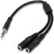 StarTech.com Slim Stereo Splitter Cable - 3.5mm Male to 2x 3.5mm Female