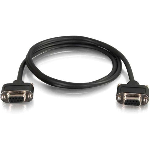 C2G 3ft Serial RS232 DB9 Null Modem Cable with Low Profile Connectors F-F - In-Wall CMG-Rated