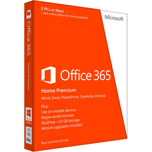Microsoft Office 365 Home Premium 32-64-bit - Subscription License - 5 PC-Mac, 5 Tablet, 5 Smartphone - 1 Year