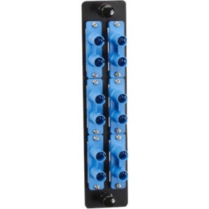 Black Box High-Density Adapter Panel, Ceramic Sleeves, (6) ST Duplex Pairs, Blue
