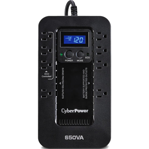 CyberPower EC650LCD Ecologic 650VA-390W Energy Efficient LCD Desktop ECO UPS