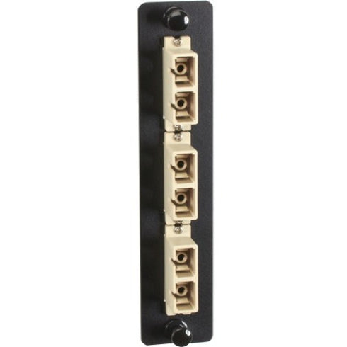 Black Box Standard Adapter Panel, Bronze Sleeves, (3) Duplex SC Pairs, Beige