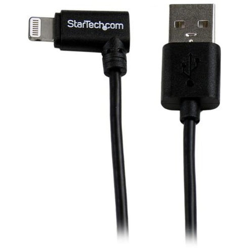 StarTech.com 2m (6ft) Angled Black Apple 8-pin Lightning Connector to USB Cable for iPhone - iPod - iPad
