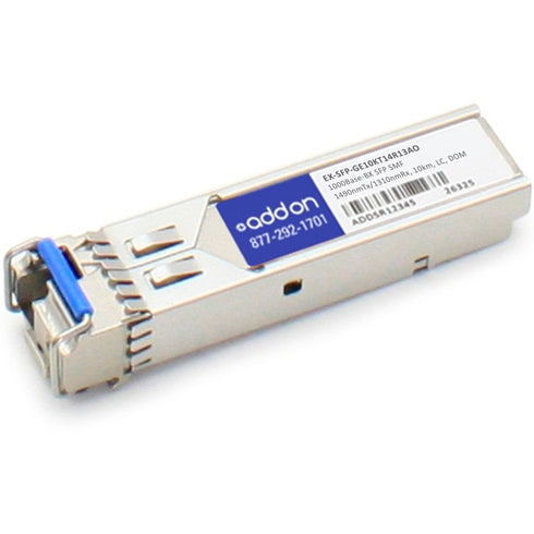 AddOn Juniper Networks EX-SFP-GE10KT14R13 Compatible TAA Compliant 1000Base-BX SFP Transceiver (SMF, 1490nmTx-1310nmRx, 10km, LC, DOM)