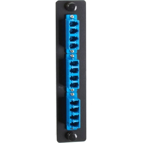 Black Box Standard Adapter Panel, Ceramic Sleeve, (6) LC Duplex Pairs, Blue