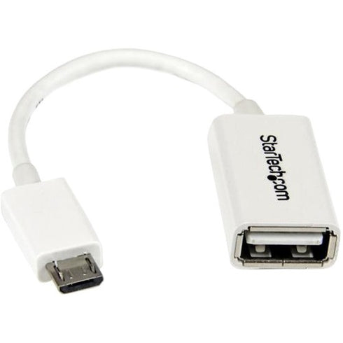 StarTech.com 5in White Micro USB to USB OTG Host Adapter M-F