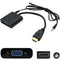 AddOn 5-Pack of HDMI Male to VGA Female Black Adapter Cables with 3.5mm Audio and Micro USB Ports