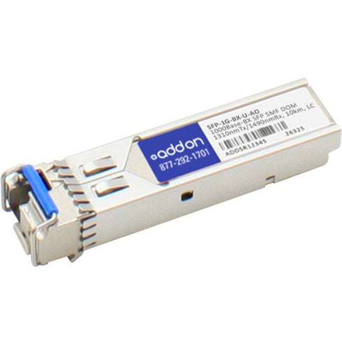 AddOn MSA and TAA Compliant 1000Base-BX SFP Transceiver (SMF, 1310nmTx-1490nmRx, 10km, LC, DOM)