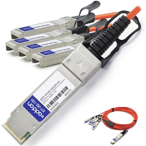 AddOn Cisco QSFP-4X10G-AOC3M Compatible TAA Compliant 40GBase-AOC QSFP+ to 4xSFP+ Direct Attach Cable (850nm, MMF, 3m)