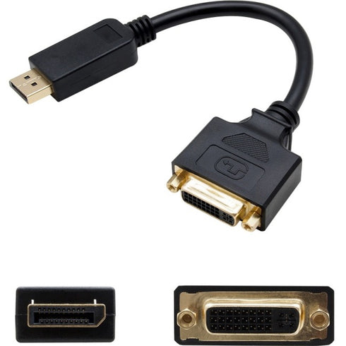 AddOn 5-Pack of 8in Lenovo 45J7915 Compatible DisplayPort Male to DVI-I Female Black Adapter Cables (Requires DP++)