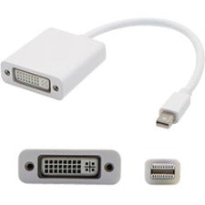 AddOn 8in Apple MB570Z-B Compatible Mini-DisplayPort Male to DVI-I Female White Adapter Cable