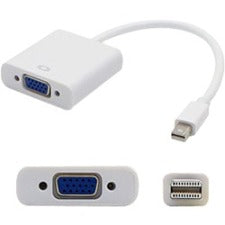 AddOn 5-Pack of 8in Apple MB572Z-B Compatible Mini-DisplayPort Male to VGA Female White Adapter Cables