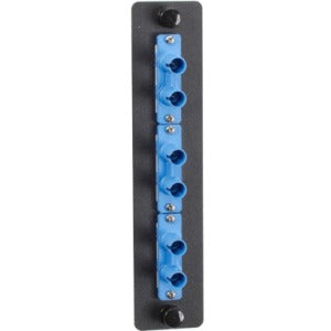 Black Box Standard Adapter Panel, Ceramic Sleeves, (3) Duplex ST Pairs, Blue