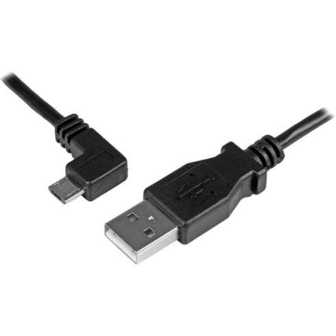 StarTech.com 2m 6 ft Left Angle Micro-USB Charge-and-Sync Cable M-M - USB 2.0 A to Micro-USB - 24 AWG