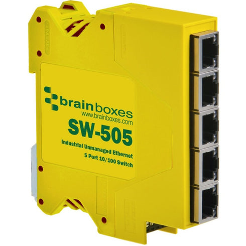 Brainboxes Industrial Compact Ethernet 5 Port Switch DIN Rail Mountable