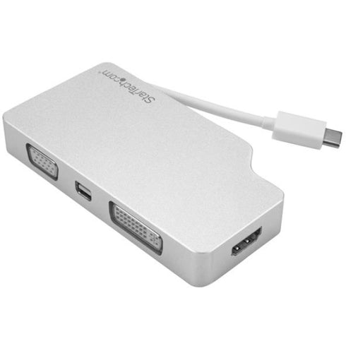 StarTech.com USB-C Multiport Video Adapter - 4-in-1 USB-C to DVI - HDMI - VGA - mDP Video Adapter - Silver- 4K 30 Hz - CDPVGDVHDMDP