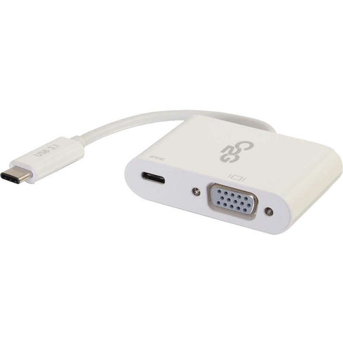 C2G USB C to VGA Video Adapter w- Power Delivery - USB Type C to VGA White