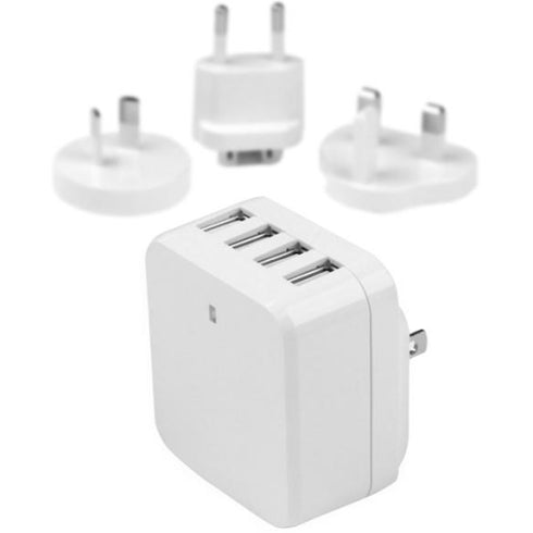 StarTech.com Travel USB Wall Charger - 4 Port - White - Universal Travel Adapter - International Power Adapter - USB Charger