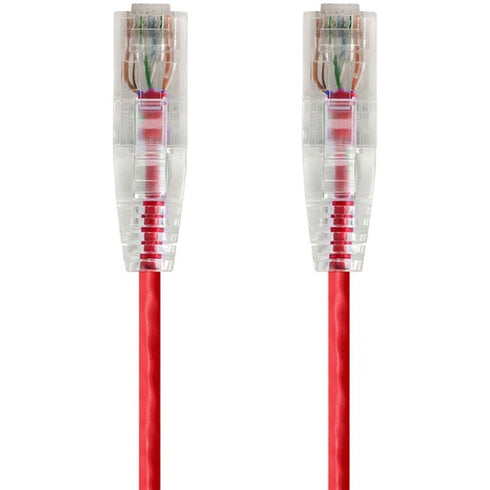 Monoprice SlimRun Cat6 28AWG UTP Ethernet Network Cable, 2ft Red