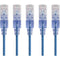 Monoprice 5-Pack, SlimRun Cat6A Ethernet Network Patch Cable, 7ft Blue