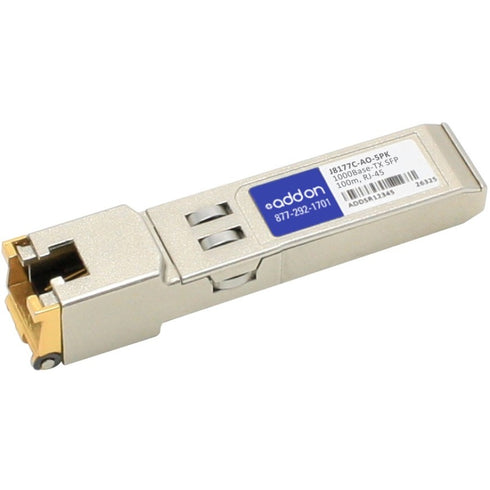 AddOn 5-Pack of HP J8177C Compatible TAA Compliant 10-100-1000Base-TX SFP Transceiver (Copper, 100m, RJ-45)