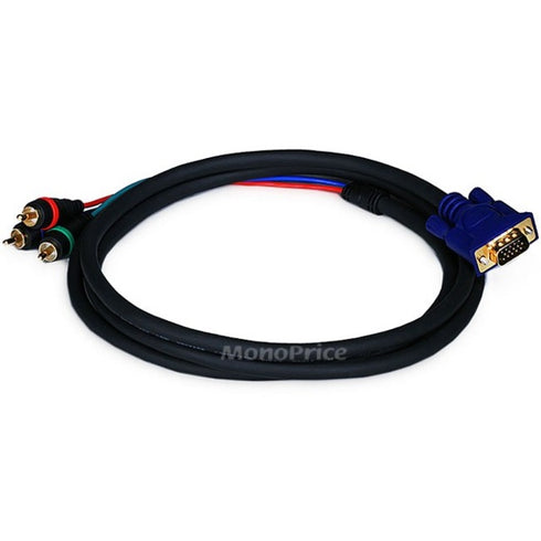 Monoprice 6ft VGA to 3 RCA Component Video Cable (HD15 - 3-RCA)