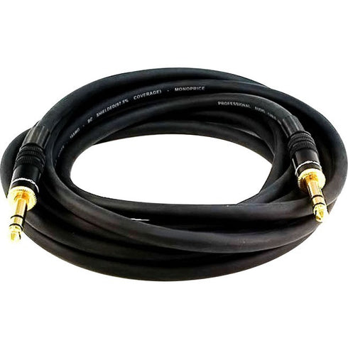 Monoprice 15ft Premier Series 1-4-inch (TRS) Male to Male 16AWG Cable (Gold Plated)