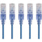 Monoprice 5-Pack, SlimRun Cat6A Ethernet Network Patch Cable, 3ft Blue
