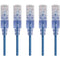 Monoprice 5-Pack, SlimRun Cat6A Ethernet Network Patch Cable, 1ft Blue
