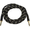 Monoprice 15ft Cloth Series 1-4 inch TS Male 20AWG Instrument Cable - Black & Gold