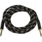 Monoprice 15ft Cloth Series 1-4 inch TS Male 20AWG Instrument Cable - Black & Gold