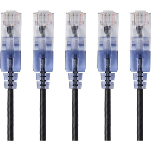 Monoprice 5-Pack, SlimRun Cat6A Ethernet Network Patch Cable, 10ft Black