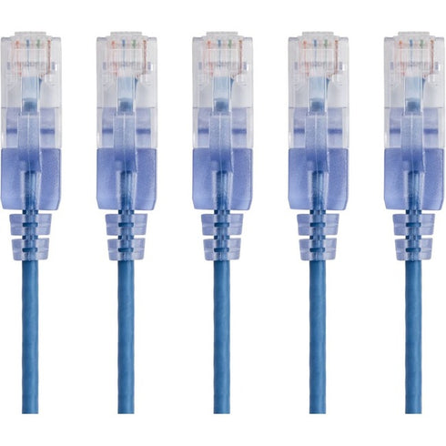 Monoprice 5-Pack, SlimRun Cat6A Ethernet Network Patch Cable, 10ft Blue