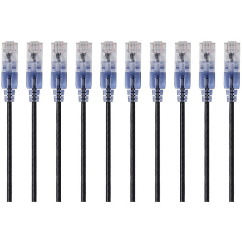 Monoprice 10-Pack, SlimRun Cat6A Ethernet Network Patch Cable, 1ft Black