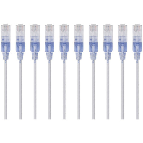 Monoprice 10-Pack, SlimRun Cat6A Ethernet Network Patch Cable, 1ft White