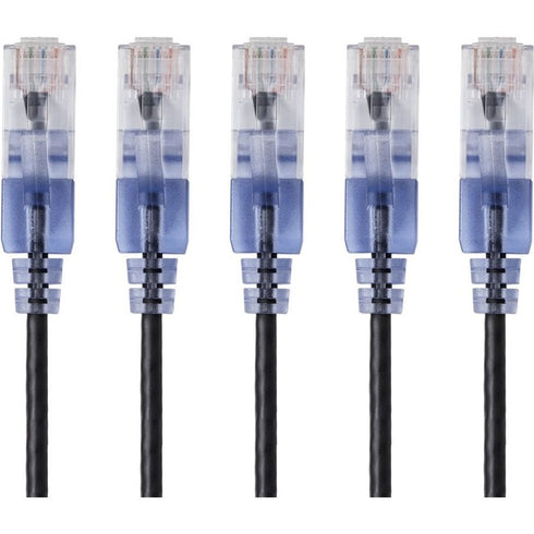 Monoprice 5-Pack, SlimRun Cat6A Ethernet Network Patch Cable, 14ft Black