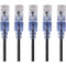 Monoprice 5-Pack, SlimRun Cat6A Ethernet Network Patch Cable, 14ft Black
