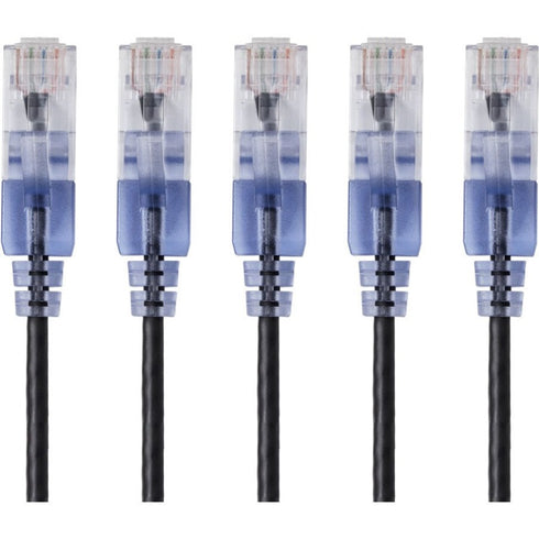 Monoprice 5-Pack, SlimRun Cat6A Ethernet Network Patch Cable, 14ft Black