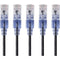 Monoprice 5-Pack, SlimRun Cat6A Ethernet Network Patch Cable, 14ft Black