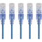 Monoprice 5-Pack, SlimRun Cat6A Ethernet Network Patch Cable, 14ft Blue