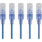 Monoprice 5-Pack, SlimRun Cat6A Ethernet Network Patch Cable, 14ft Blue