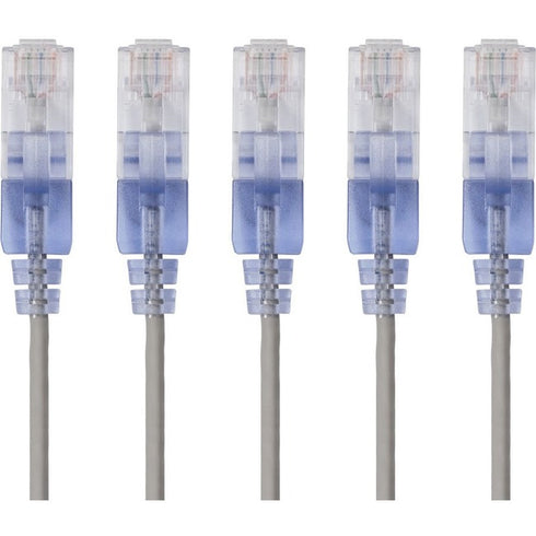 Monoprice 5-Pack, SlimRun Cat6A Ethernet Network Patch Cable, 14ft Gray